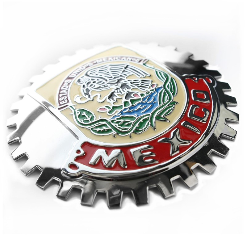 Premium Mirror Chrome Red ISO 9001 Mexico Eagle Flag Grill