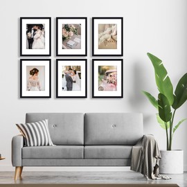 Fixwal 8.5x11 Picture Frame Set of 6 Certificate Frames with Shatter Resistant Plastic Glass, Thin Border and Light Weight Photo Frames for Wall or Tabletop Display, Black