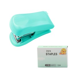 Luckious Mini Effortless Desktop Staplers - Simplify Your Stapling Tasks with Built-in Convenience!, Green