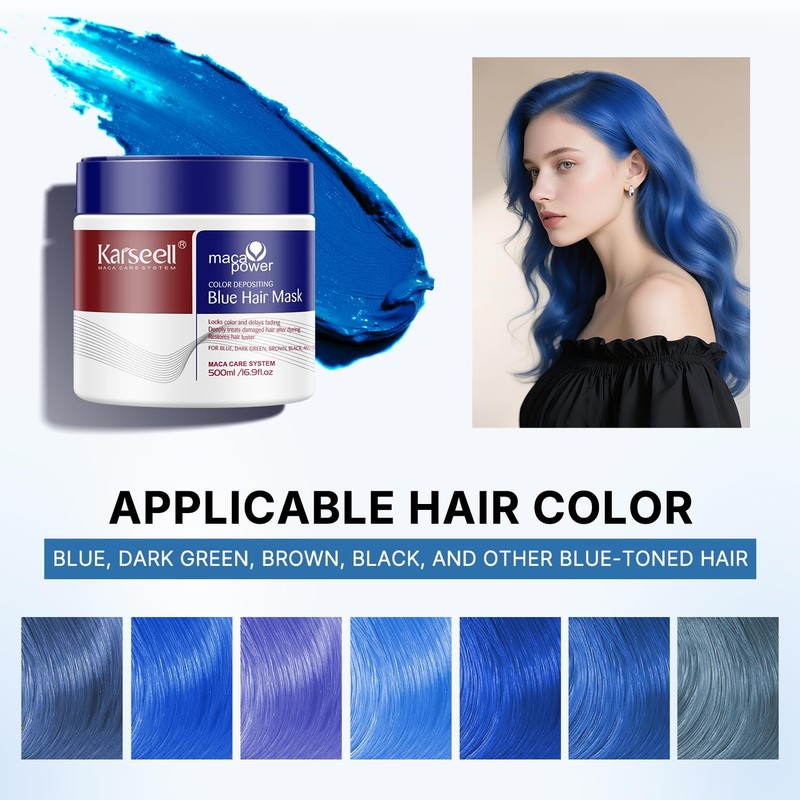 Karseell Blue Color Depositing Conditioner, Deep Hair Mask Treatment Intensely