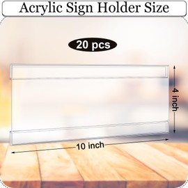 Kathfly 20 Pcs Business License Frame Clear Business Certificate Holder 10 x 4 Inch Acrylic Wall Mount Holder with Tape for Document Office Menu Display No Drilling