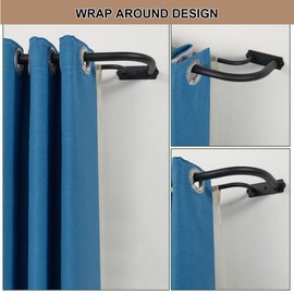 Matte Black Double Curtain Rods for Window, Double Curtain Rods 84-120 Inches, Wrap Around Design, Room Darkening Double Curtain Rods, Adjustable 1-Inch Front and 5/8 Inch Back Double Drapery Rods