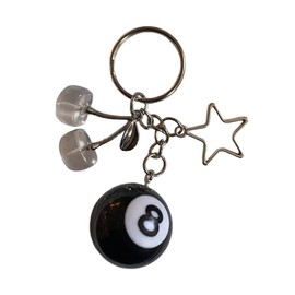 A-yeite Cherry Keychain Magic 8 Ball Keychain with Star Cool Creative Cute Cherry Bag Charm for Handbag Purse Key - White
