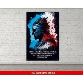 Warpathic Gym Wall Art - Workout Inspiration - Home Motivational Banner - 48 X 80