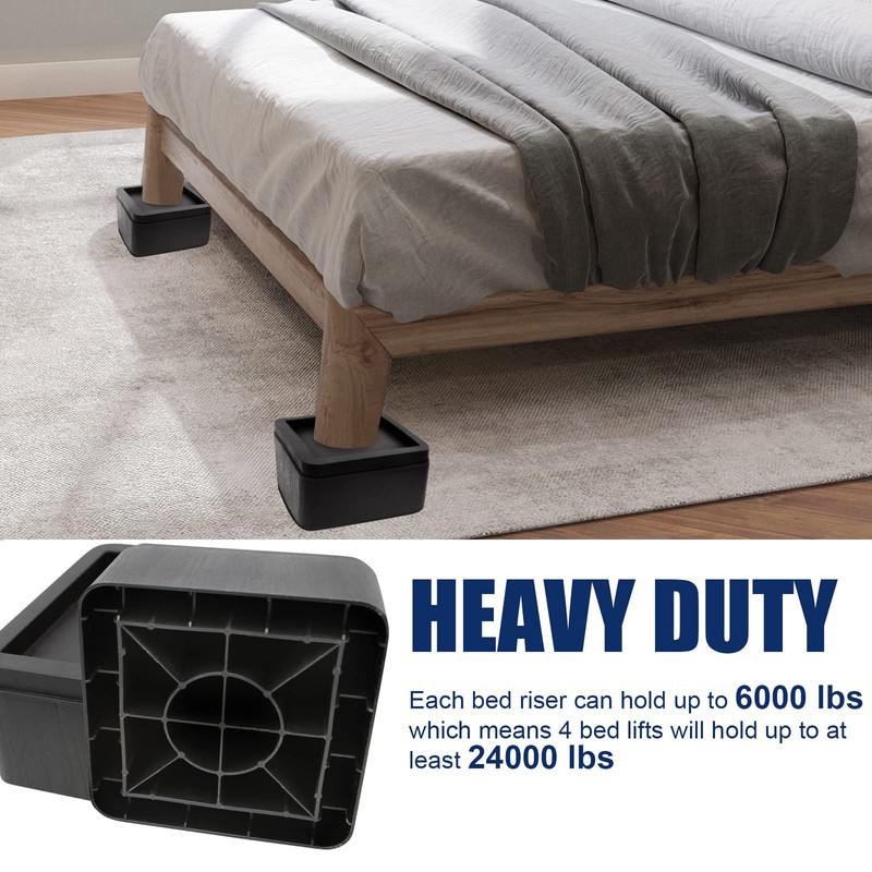 MYMULIKE Bed Risers 2 inch, Oversized Fits 5.5in Legs， Heavy