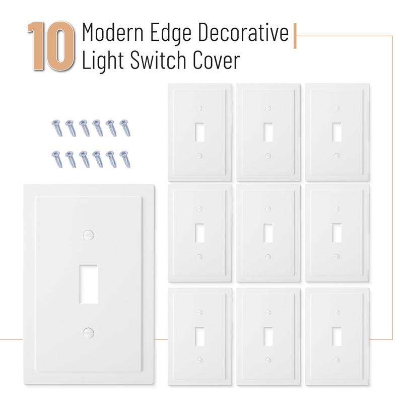 Bates- Light Switch Plates, 10 Pack, 4.9" x 3.2", Modern