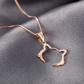 YIXUYU Women's Necklace with Cat Pendant Crystal 925 Sterling Silver, Crystal, Crystal