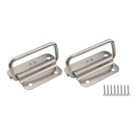 WELWIK 2PCS 3Inch Silver Recessed Case Handle Stainless Steel Collapsible Pull Ring Handle Surface Mounted Case Handle Drawer Pull Hatch for Cabinet Sliding Door Closet