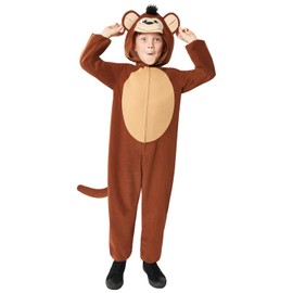 amscan amscan 9916818 - Kids World Book Day Monkey Hooded Jumpsuit Fancy Dress Costume Age: 3-4 Yrs