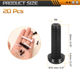 sourcing map 20Pcs M6x20mm Threaded Nylon Phillips Cross Pan Head Machine Screws Bolts Black