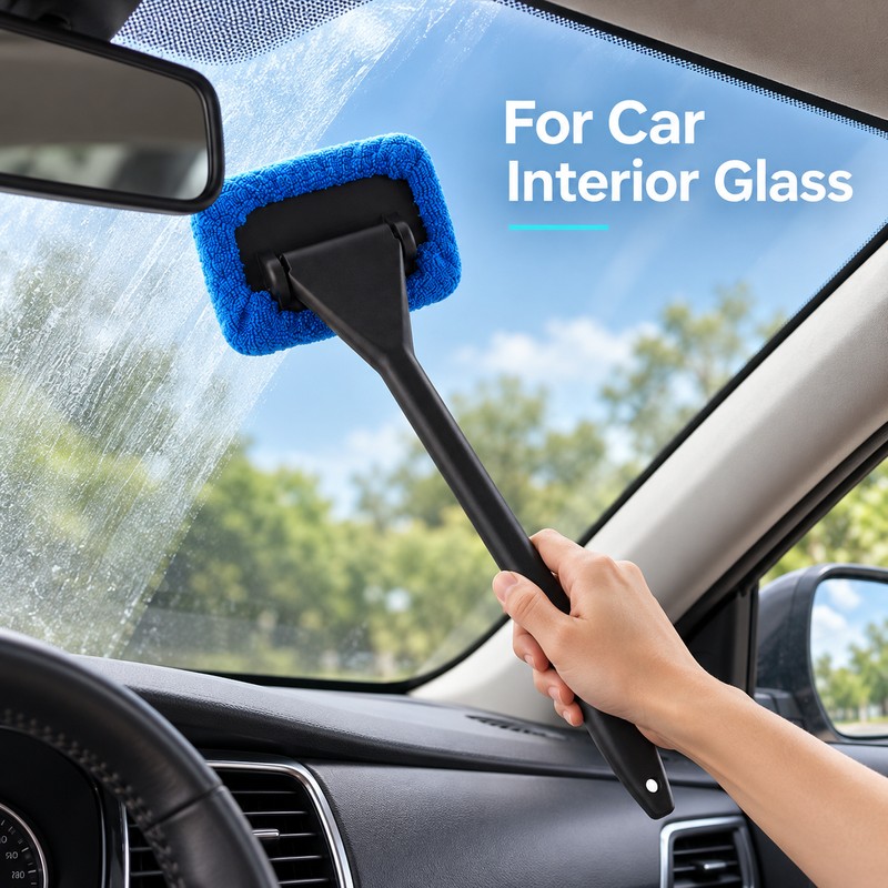 Car Window Cleaner Brush with Long Handle – Windshield Glass