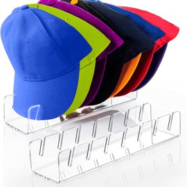 WJunHua Hat Stand for Baseball Caps,No Install Acrylic Hat Organizer for 14 Baseball Caps, Hat Racks for Baseball Caps Display and Organizer for Bedroom, Closet, Dresser, Office(2PCS)