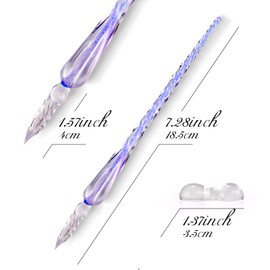 Glass Dip Pen Set,Calligraphy Pen,Crystal Signature Pen for Art, Writing, Signatures -Decoration and Business Gift