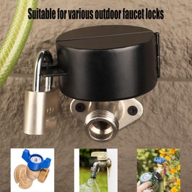 Faucet Valve Lock with Padlock Tap Lock Outdoor Water Spigot Lock Hose Bib Locks Child Proof Dog Proof Prevent Water Stealing,Black