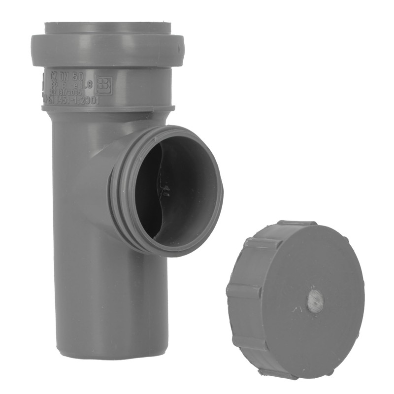 PP cleaning pipe, inspection pipe, diameter DN 75 mm, grey,