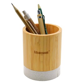 Bamboo Desk Organizer, Integrated Smartphone Stand & USB Hub, 4 USB Ports (2 USB-A / 2 USB-C), Multifunctional Pen Holder, Desktop Storage, Stationery Storage, Desk Organizer, Charging Station, Office & Home Work, Telework, Eco Material, Space Saving Des