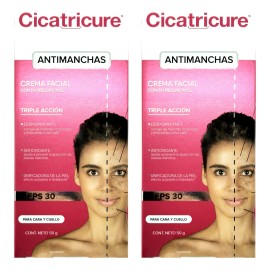 Crema Cicatricure 2 Pzs Antimanchas Fps30 Triple Acción 50g