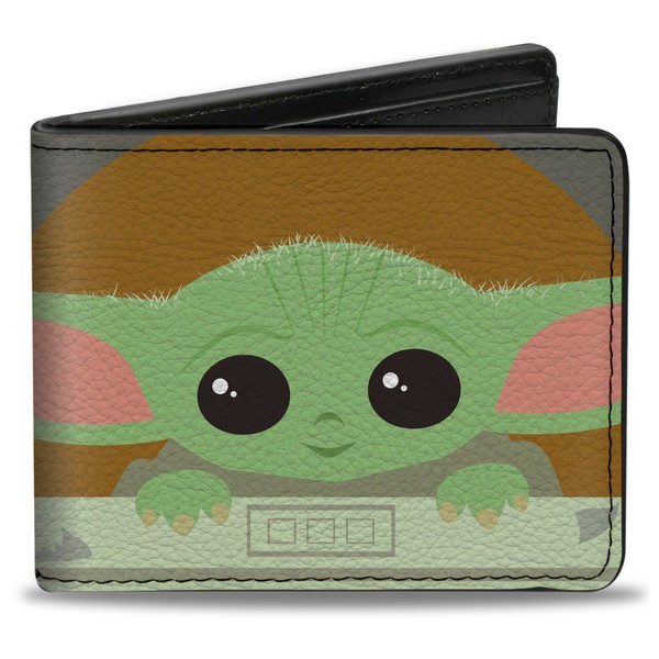 Buckle-Down Men's Wallet, Bifold, Wars The Child Chibi Pod Pose