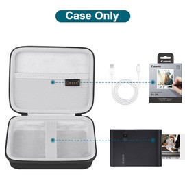 Canboc Carrying Case for Canon SELPHY QX20/ QX10 Portable Photo Printer, Mesh Pocket fit Photo Paper and Cable, Black (Case Only)
