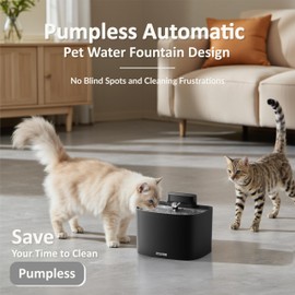 PET LAYSON Pumpless Cat Water Fountain,App Remote Control Smart Cordless Battery Operated 3.6L/122oz Wireless 2.4GHz Wi-Fi Networks Rechargeable Water Dispenser (Black, M1Pro-2 Filter)