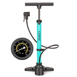 Bike Pump with Pressure Gauge- 160 PSI Bike Tire Pump fits Presta & Schrader Valve - Portable Air Pump for Bike Tires (Blue)