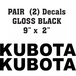 Unbranded KUBOTA Tractor Vinyl Decals Stickers -PAIR (2)-  BLACK 9 " X 2"