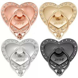 Rohans RK TECH Phone Ring Bracket holder, Love Heart Diamond Shape Finger Grip Stand Holder Ring Car Mount Phone Ring Grip Smartphone Ring stent Tablet (Heart Black)