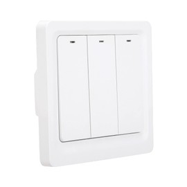 Wall Panel Smart Light Switch, 3 Gang ABS 600W Fire Wire Push Button Smart Light Switch for Home(ZigBee)