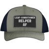 Leaf-Conditioner Helper AF - Leather Black Patch Engraved Trucker Hat,