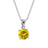1.5CTW Round Canary Yellow AAA CZ Brilliant Solitaire Pendant Necklace For Women Teen Topaz Simulated .925 Sterling Silver