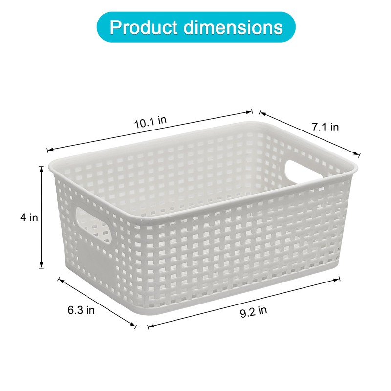 6 Pack Plastic Storage Baskets with Handles,Stackable Organizer Bins for