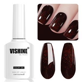 Vishine 16ML Gel Nail Polish 1Pcs Pearl Brown Color Gel Polish Long-Lasting Nails Gel Soak Off Fall Gel Nail Polish Nail Art Manicure Salon at Home, 0.54OZ L043