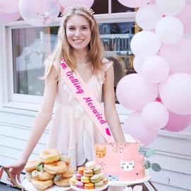 Cat Bachelorette Party Decorations - Im Getting Meowied Sash, Hot Pink Soft Satin Glitter Bridal Sash, Cat Themed Bridal Shower, Engagement Party Favors Supplies