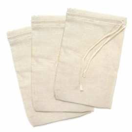 Cotton Tea Bags (Package of 3) Natural Unbleached Muslin Drawstring 3x5"