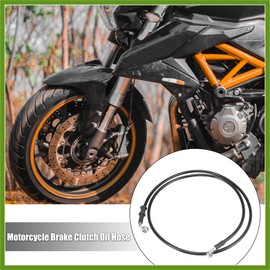HOPESPANNER Universal 140cm 55.12" Motorcycle Brake Clutch Oil Hose Line Pipe Hydraulic Reinforced Stainless Steel Braided Black Vehicle Components