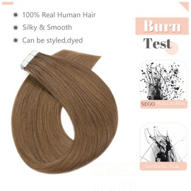 SEGO Tape Extensions, Real Hair, Glue Tape, 20 Pieces / 40 g, Real Hair Extensions, Human Hair, Light Brown #6, 35 cm (Pack of 20)