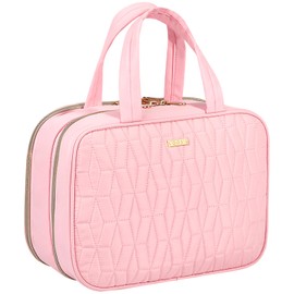 Voova Travel Toiletry Bag for Women, Hanging Wash Bag for Toiletries, Water-Resistant Ladies Cosmetic Makeup Bag Organiser for Traveling Essentials,Shampoo,Full Sized Container, Brushes Kit Set, Pink