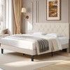 VECELO Queen Size Bed Frame with Button Tufted Headboard, Upholstered