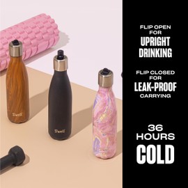 S'well Stainless Steel Water Bottle with Flip Straw Cap, 17oz, Geode Rose, Triple Layered Vacuum Insulated Containers Keeps Drinks Cold for 36 Hours and Hot for 10, Perfect for On the Go