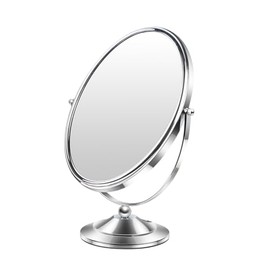 Espejo de Maquillaje con Soporte, Espejo de Aumento 1X/3X de Doble Cara, Giratorio 360°, Espejo de Mesa para Tocador, Baño y Afeitado