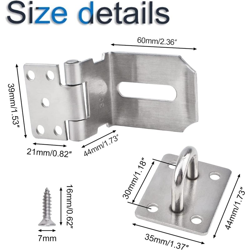 INCREWAY Heavy Padlock Hasp Duty, Stainless Steel 90 Degree Right
