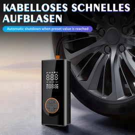 Semflagree Portable Air Compressor Car Tyre Pump, 6000mAh corded/cordless Dual power supply 150PSI Tyre Inflator Cordless Digital Dual Values Display tyre pump for Car Motorcycle Bike Ball