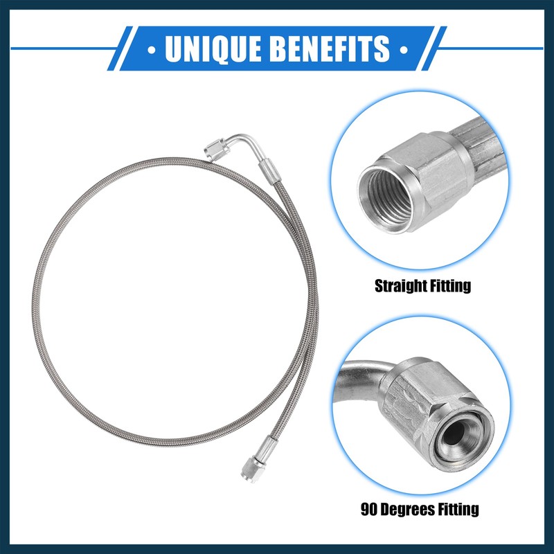 TUCKBOLD AN3 Braided Steel Turbo Oil Feed Line 90Degree to