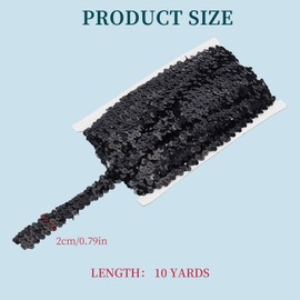 letsinstyle 10 Yards Sequins Sewing Trim, Black Elastic Sequin Ribbon Trims, Glitter Stretch Fabric Trimmings for DIY Craft and Sewing Wedding Bridal Dress