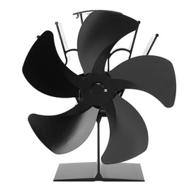 5 Blade Heat Powered Stove Fan Fireplace Fans Self Generating Thermal Fan for Wood Log Burner Fireplace Black
