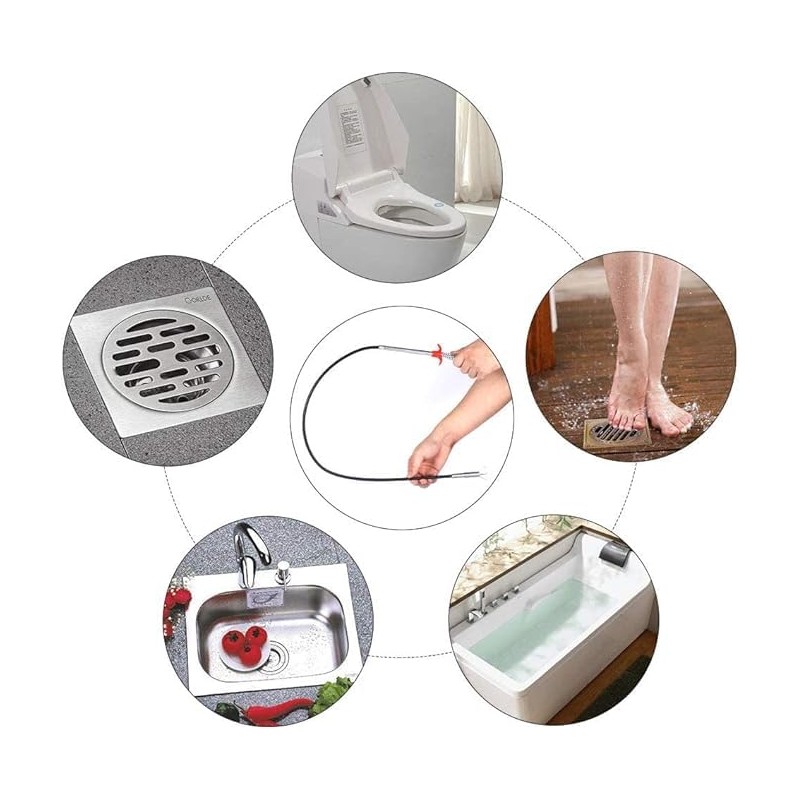 Drain Snake with Bendable Hose & 4 Claws - Flexible