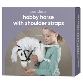 Panduro Hobby Horse | Portable hobby horse with shoulder strap and bridle | Chest size 29 cm | White