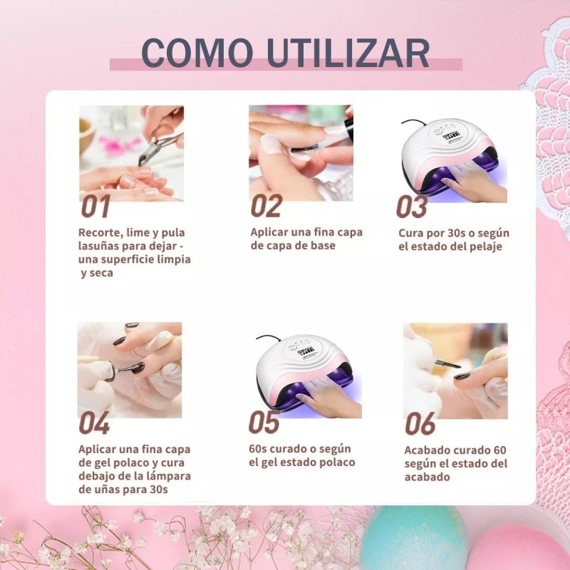 NIBEAUSL Lámpara De Uñas Uv Led Esmalte Kit Para Uñas