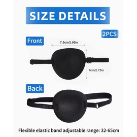 BPTRKOM Pack of 2 Eye Patch - Adult Children Eye Patch Black Adjustable Single Eye Mask for Pirates or Cosplay Eyes 3D Eye Patch Lazy Eye Amblyopia Strabismus After Surgery