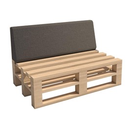 Madera pallet, garden cushion pad, indoor, outdoor, washable, removable, seat and back cushions (back cushion 120 x 40 x 10/20, grey)